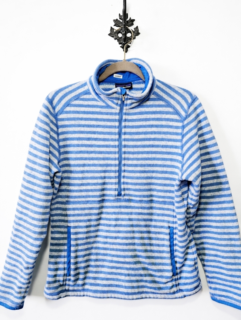 Patagonia Better Sweater 1/4 Zip Size L Blue White Striped Quarter Pullover